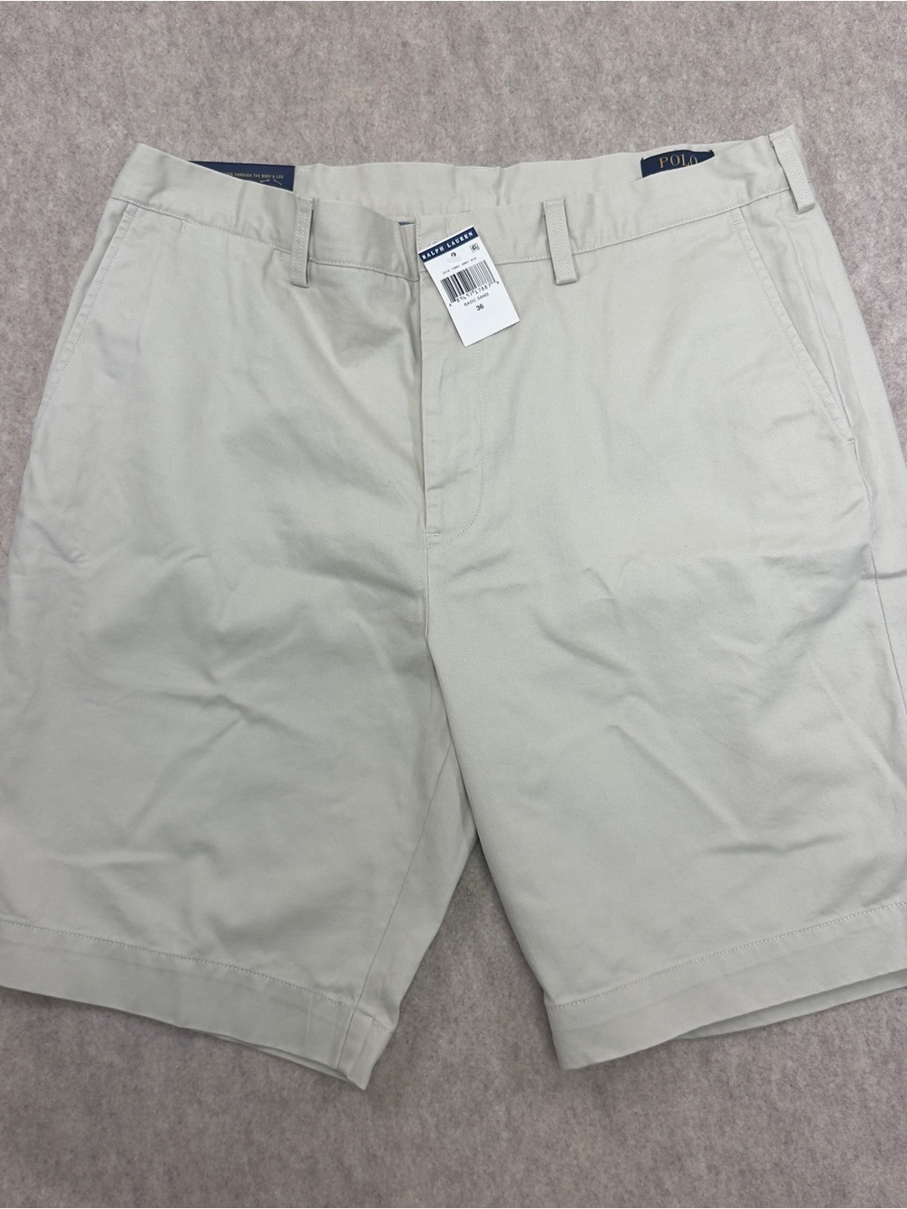 NWT Polo Ralph Lauren Khaki Flat-Front 9” Shorts size 36